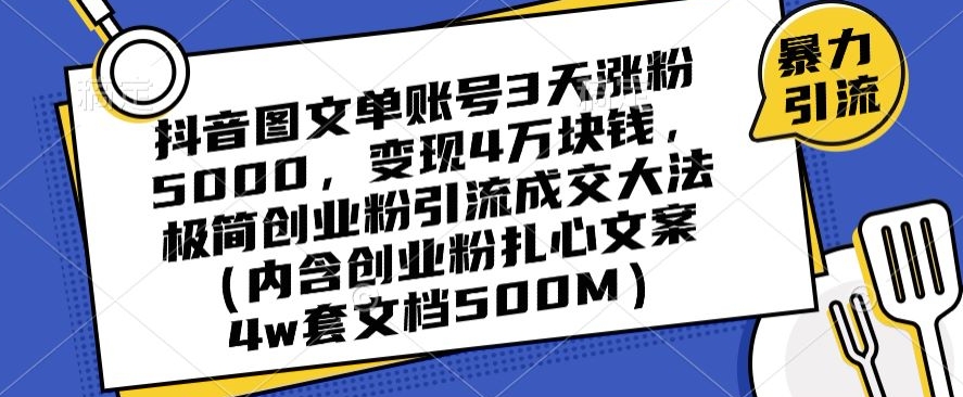 抖音图文单账号3天涨粉5000，变现4万块钱，极简创业粉引流成交大法-希音跨境出海Sheinify - 外贸独立站建站运营一站式平台
